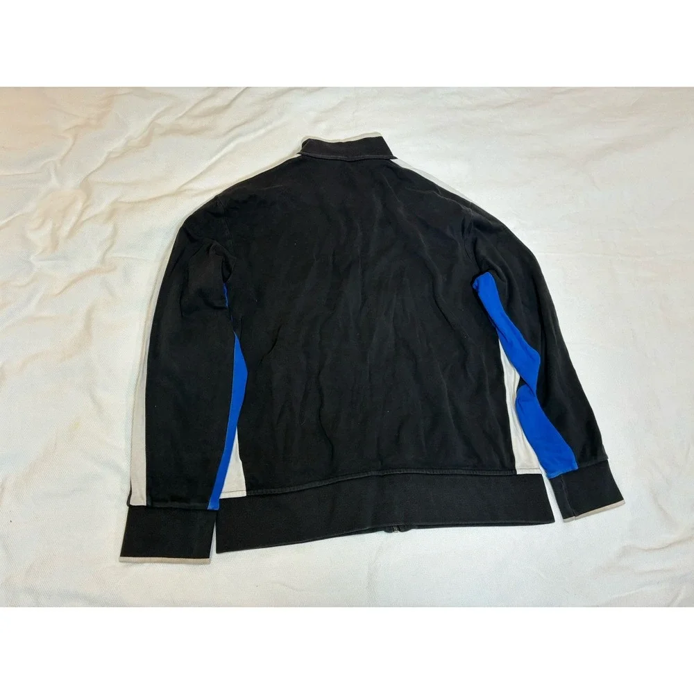 Polo Ralph Lauren Men's L‎ Track Jacket Black Blue White Full Zip Cotton Pony